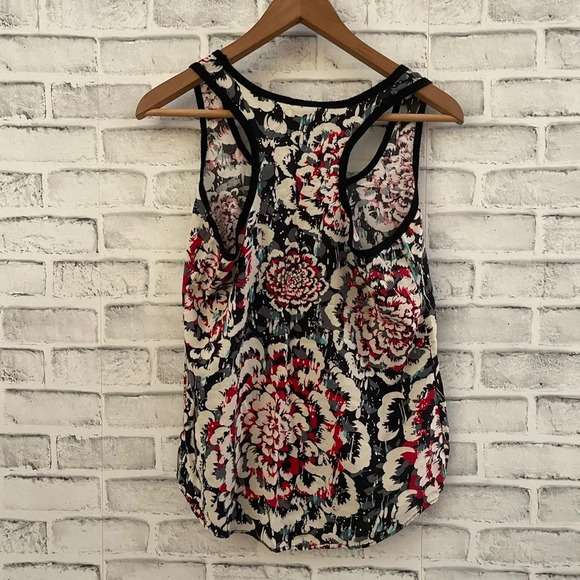 Women’s H.I.P. racerback tank top black with big begonia flowers Small - Picture 2 of 4